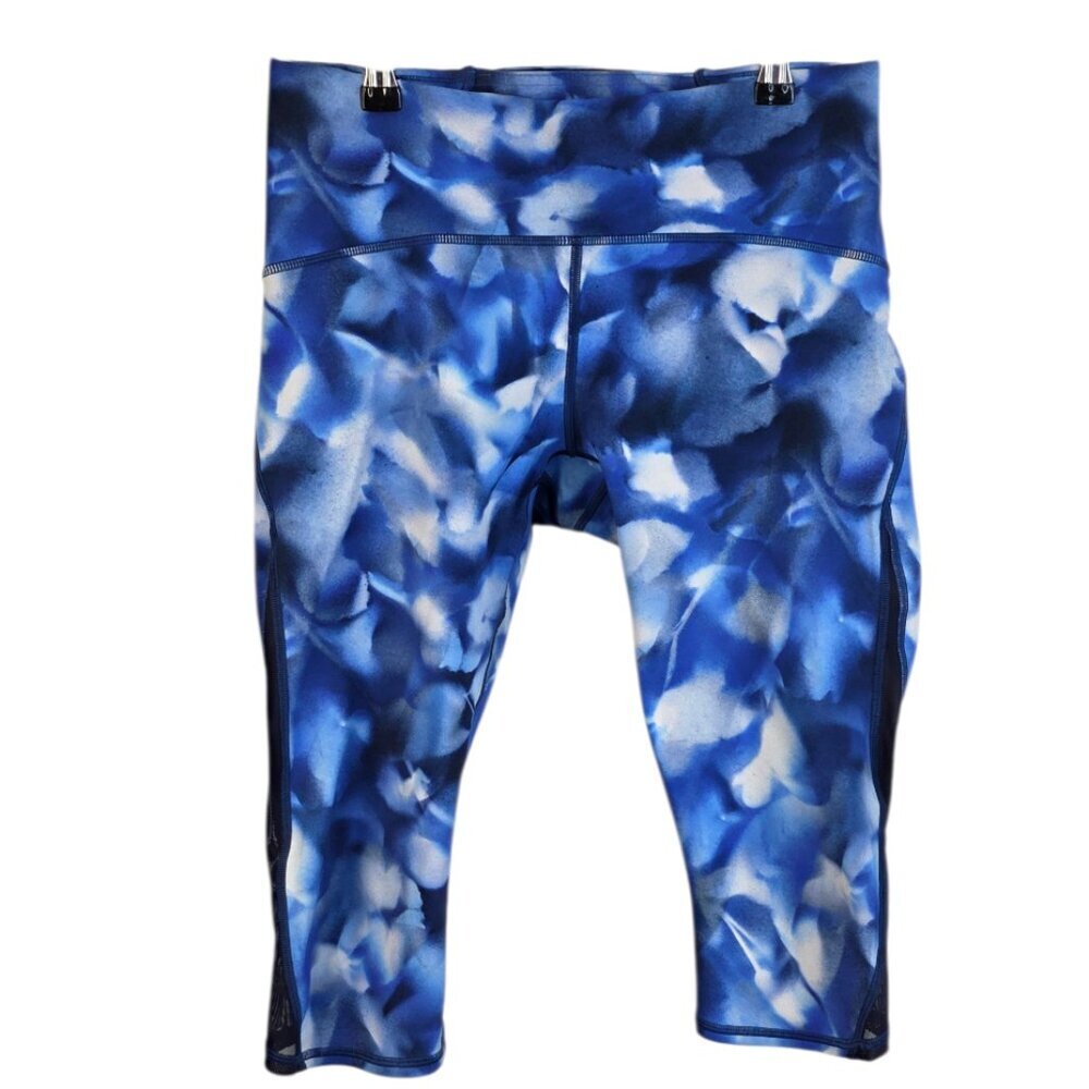 Lululemon Train Times Crop 17" Mini Blush Blossom, Luxtreme, Mesh, Blue, Size 10